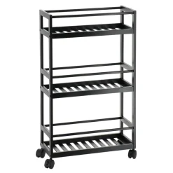 Desserte à roulettes 3 niveaux (H75 cm) Japandi Noir