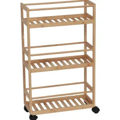 Desserte à roulettes 3 niveaux bambou (H75 cm) Harmonie Naturel