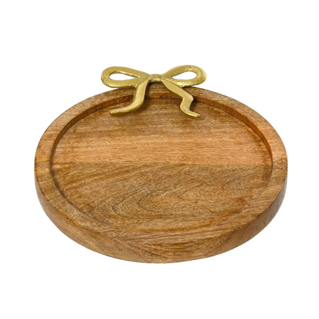 Dessous d'assiette en manguier (D33 cm) Nœud en or