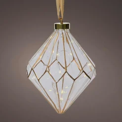 Diamant lumineux à piles 15 LED (H20 cm) Vintage Or/blanc chaud