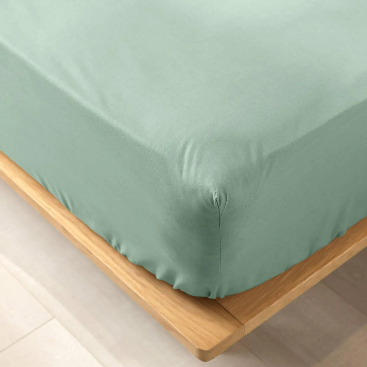 Drap housse coton bio (180 x 200 cm) Biolina Vert sauge