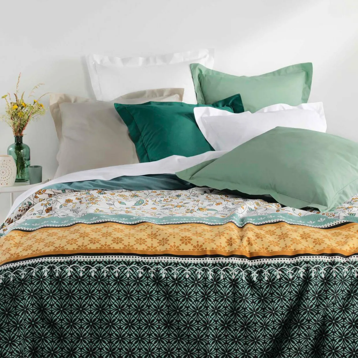 Drap housse coton bio (180 x 200 cm) Biolina Vert sauge