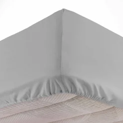 Drap housse coton lavé (160 x 200 cm) Linette Gris