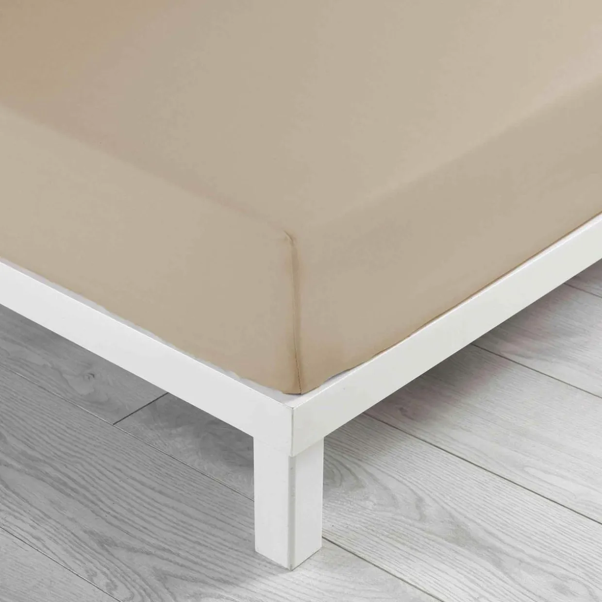 Drap housse coton lavé (140 x 190 cm) Linette Beige