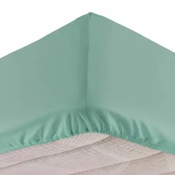 Drap housse coton lavé (140 x 190 cm) Linette Vert sauge