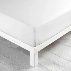 Drap housse coton lavé (140 x 190 cm) Linette Blanc