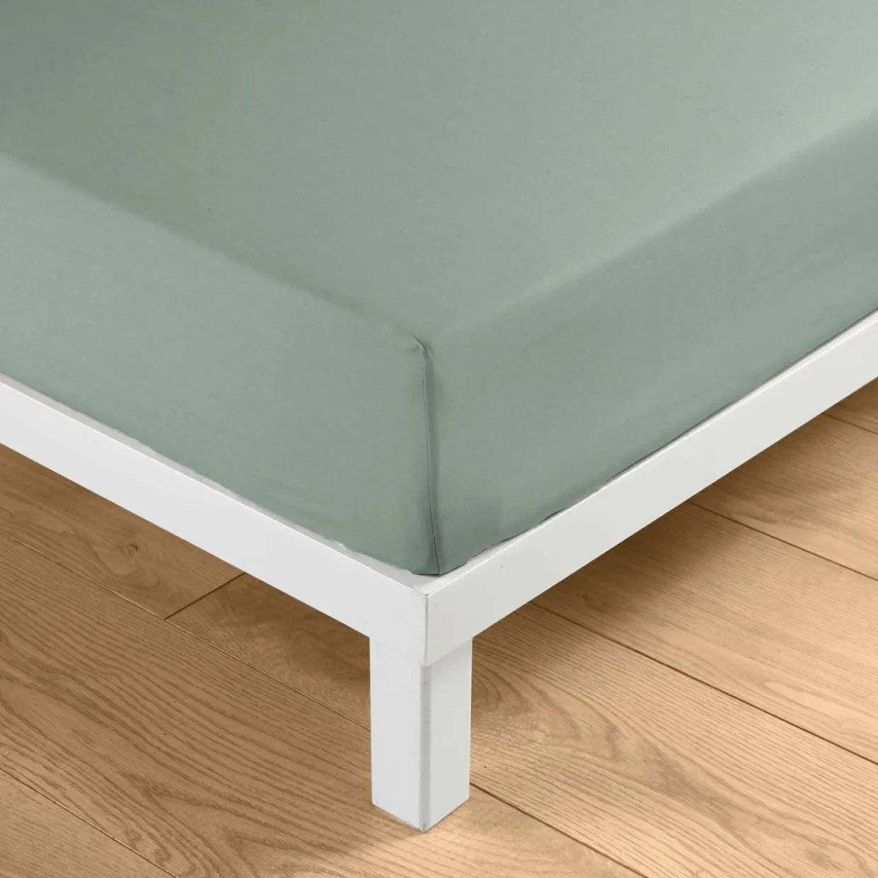 Drap housse coton lavé (140 x 190 cm) Linella Vert sauge