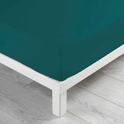 Drap housse coton lavé (140 x 190 cm) Linette Bleu pétrole