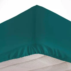 Drap housse coton lavé (140 x 190 cm) Linette Bleu pétrole