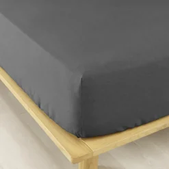 Drap housse flanelle de coton (140 x 190 cm) Nina Gris anthracite