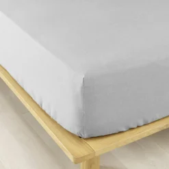Drap housse flanelle de coton (180 x 200 cm) Théa Gris clair