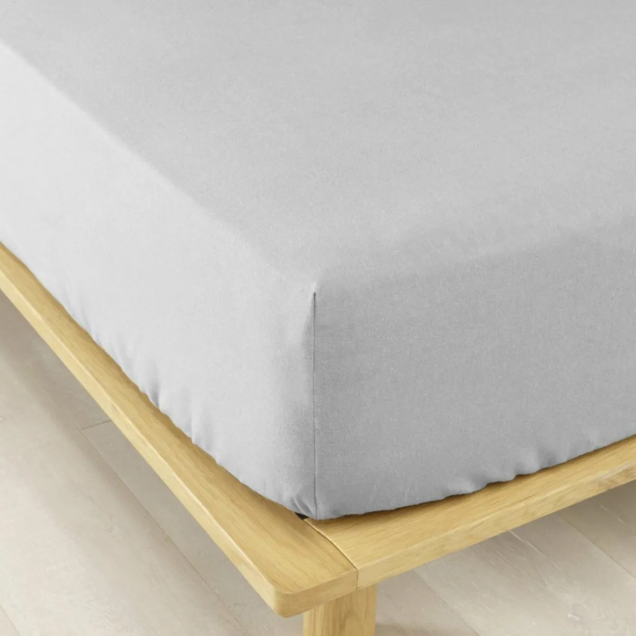 Drap housse flanelle de coton (180 x 200 cm) Théa Gris clair