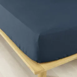Drap housse flanelle de coton (90 x 190 cm) Théa Bleu nuit