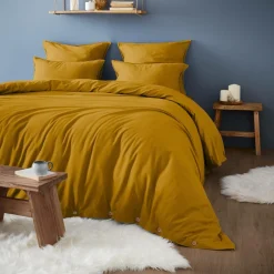 Drap housse flanelle de coton (140 x 190 cm) Nina Jaune ocre