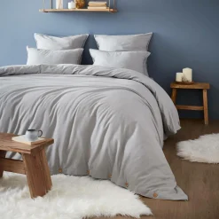 Drap housse flanelle de coton (180 x 200 cm) Nina Gris clair