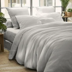 Drap housse gaze de coton (140 x 200 cm) Gaïa Gris nuage