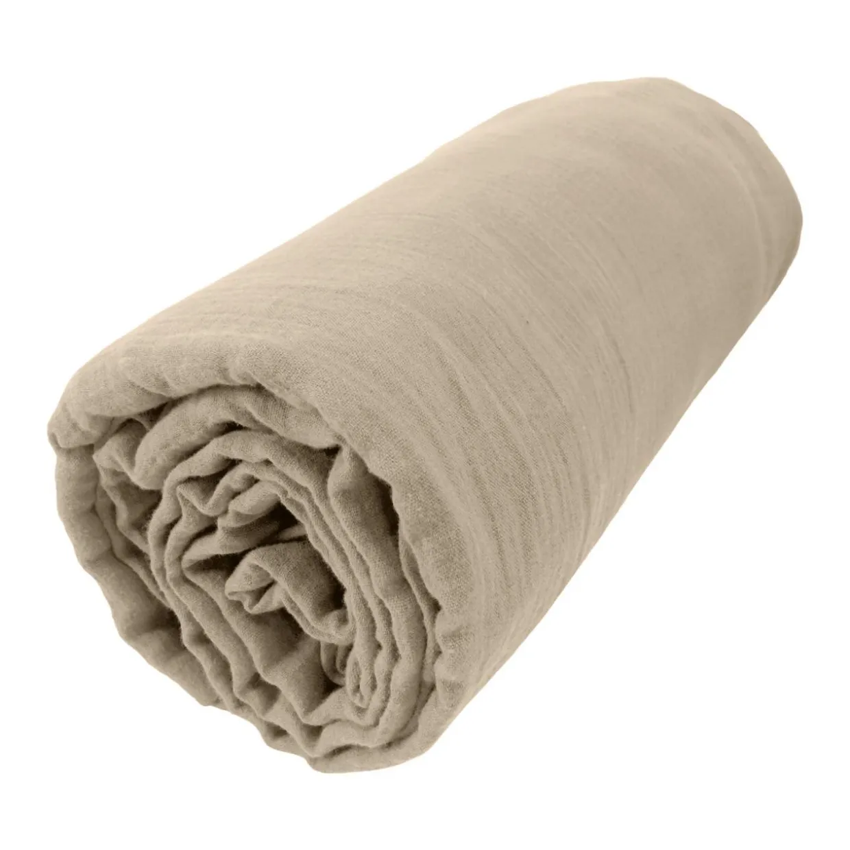 Drap housse gaze de coton (160 x 200 cm) Gaïa Ficelle