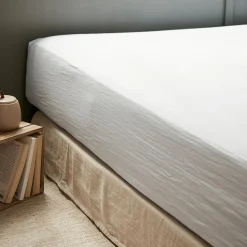 Drap housse gaze de coton (200 x 200 cm) Gaïa Blanc chantilly