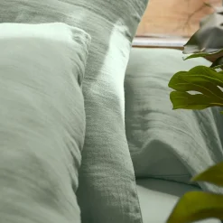 Drap housse gaze de coton (180 x 200 cm) Gaïa Vert eucalyptus