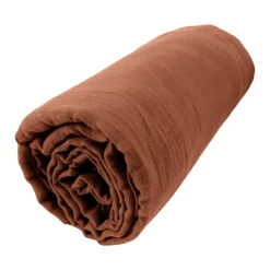 Drap housse gaze de coton (140 x 200 cm) Gaïa Terracotta