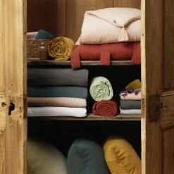 Drap housse gaze de coton (180 x 200 cm) Gaïa Rose poudré