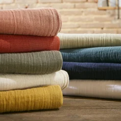 Drap housse gaze de coton (200 x 200 cm) Gaïa Camel