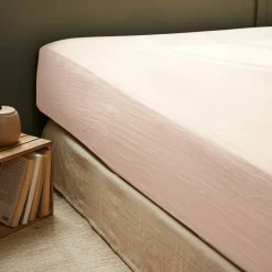 Drap housse gaze de coton (90 x 190 cm) Gaïa Rose poudré