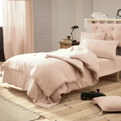 Drap housse gaze de coton (90 x 190 cm) Gaïa Rose poudré