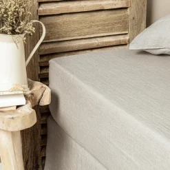 Drap housse lin lavé (160 x 200 cm) Louise Beige