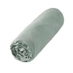 Drap housse lin lavé (160 x 200 cm) Louise Vert eucalyptus