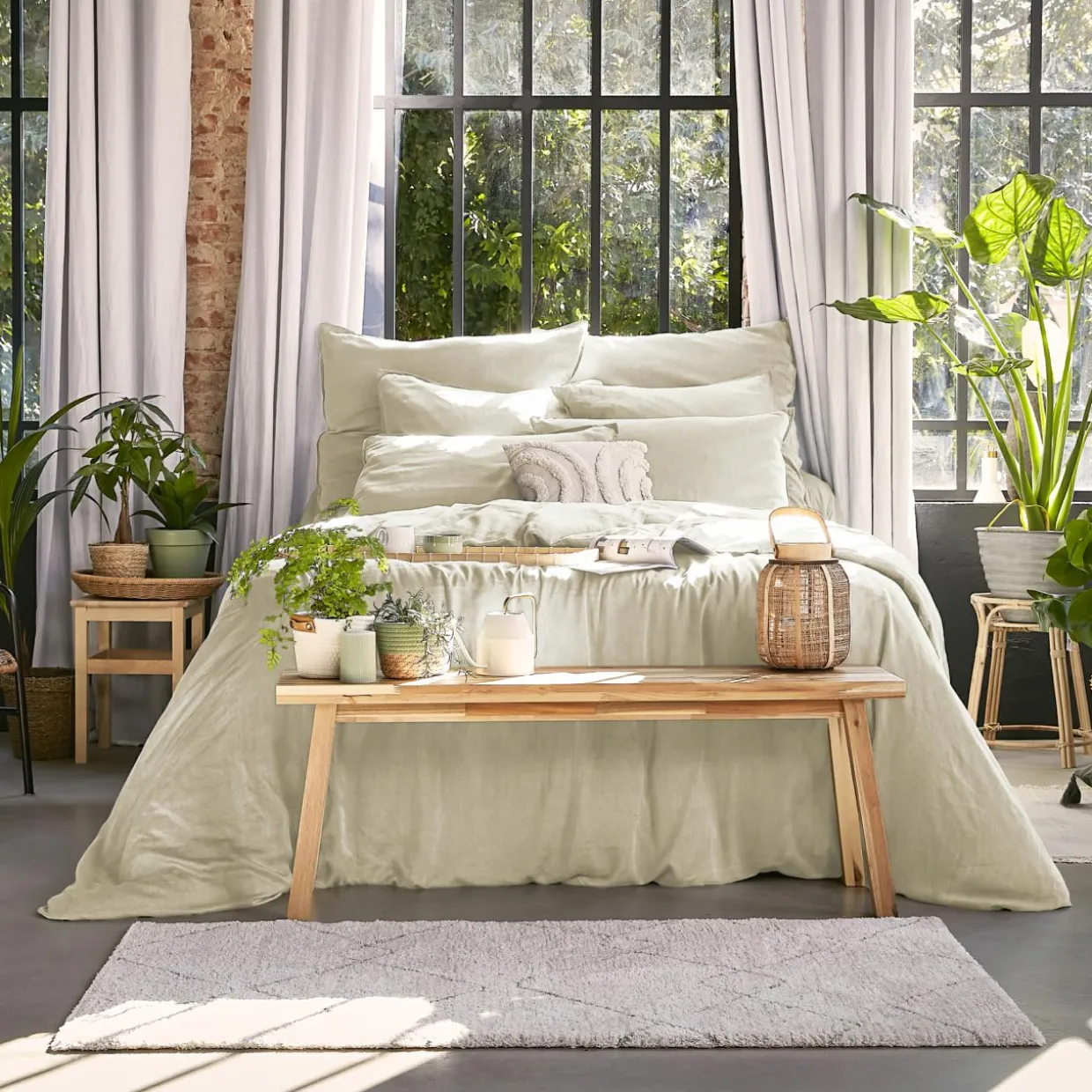 Drap housse lyocell Tencel™ lavé (140 x 190 cm) Olivia Beige pampa