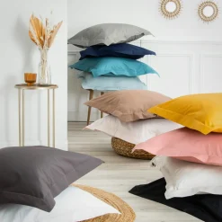 Drap housse percale de coton (200 x 200 cm) Cali Bleu canard