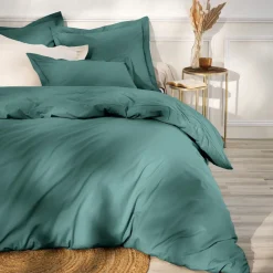 Drap housse percale de coton (160 x 200 cm) Cali Bleu canard