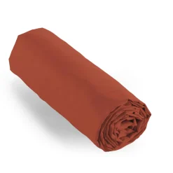 Drap housse percale de coton (90 x 190 cm) Cali Terracotta