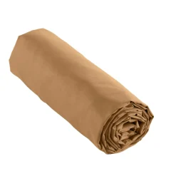 Drap housse percale de coton (140 x 200 cm) Cali Camel