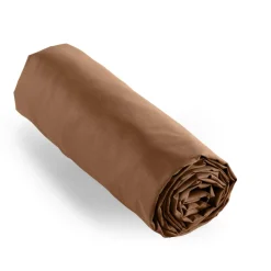 Drap housse percale de coton (90 x 200 cm) Cali Marron chocolat