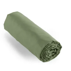 Drap housse percale de coton (160 x 200 cm) Cali Vert romarin