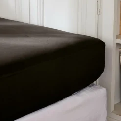 Drap housse percale de coton (180 x 200 cm) Cali Noir