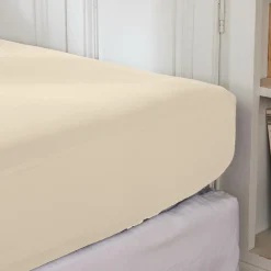 Drap housse percale de coton (140 x 200 cm) Cali Beige