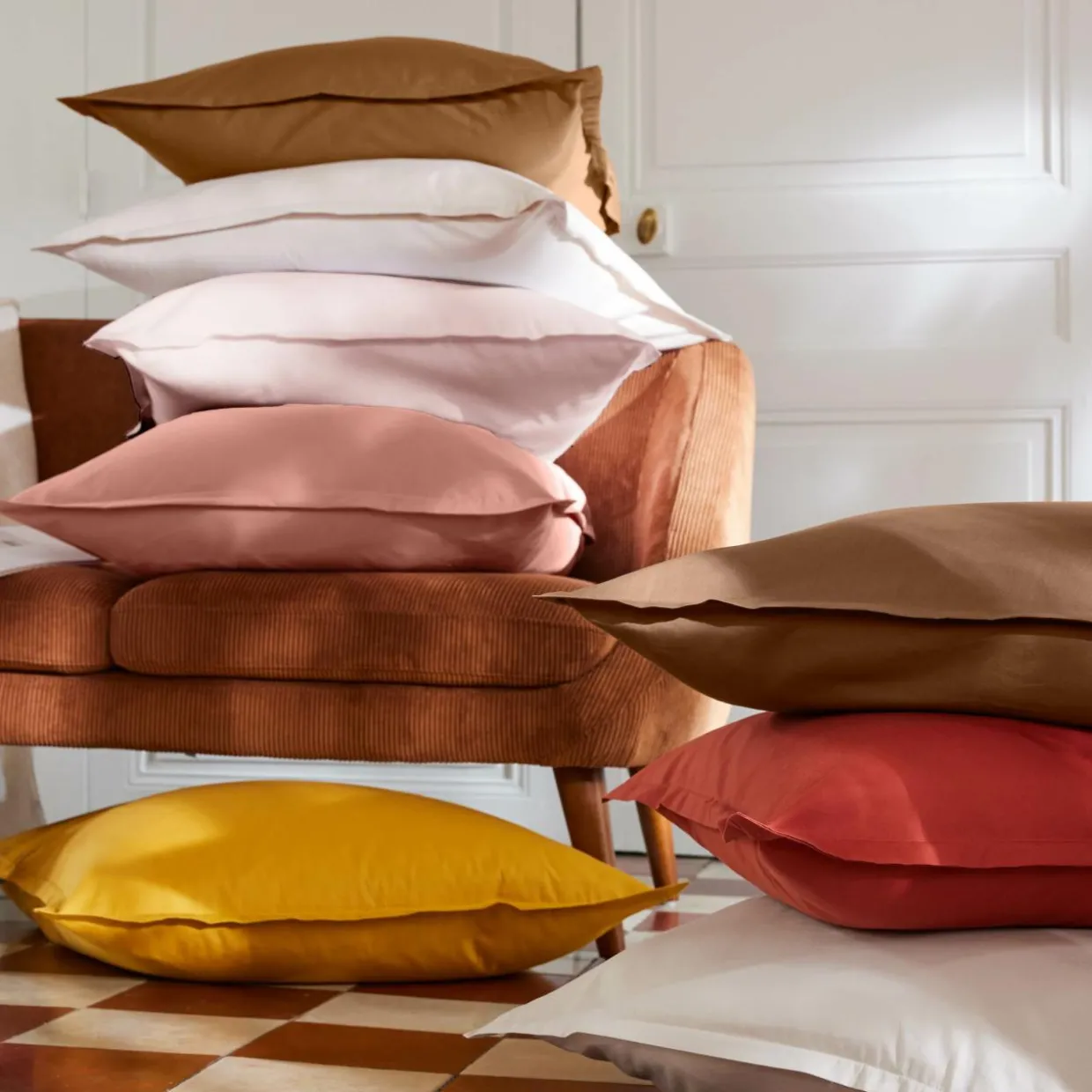 Drap housse percale de coton (180 x 200 cm) Cali Blanc