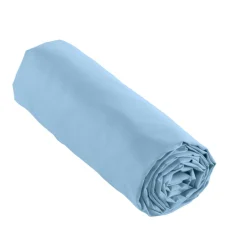 Drap housse percale de coton (140 x 200 cm) Cali Bleu ciel