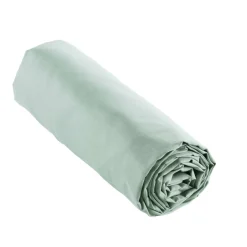 Drap housse percale de coton (90 x 200 cm) Cali Vert eucalyptus