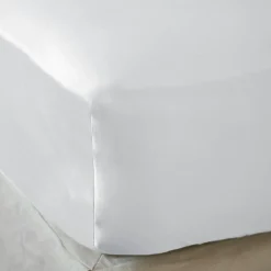 Drap housse satin de bambou (180 x 200 cm) Sienna Blanc chantilly