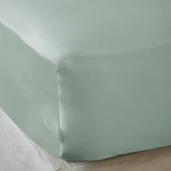 Drap housse satin de bambou (140 x 200 cm) Sienna Vert eucalyptus