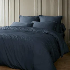 Drap housse satin de bambou (140 x 200 cm) Sienna Bleu nuit