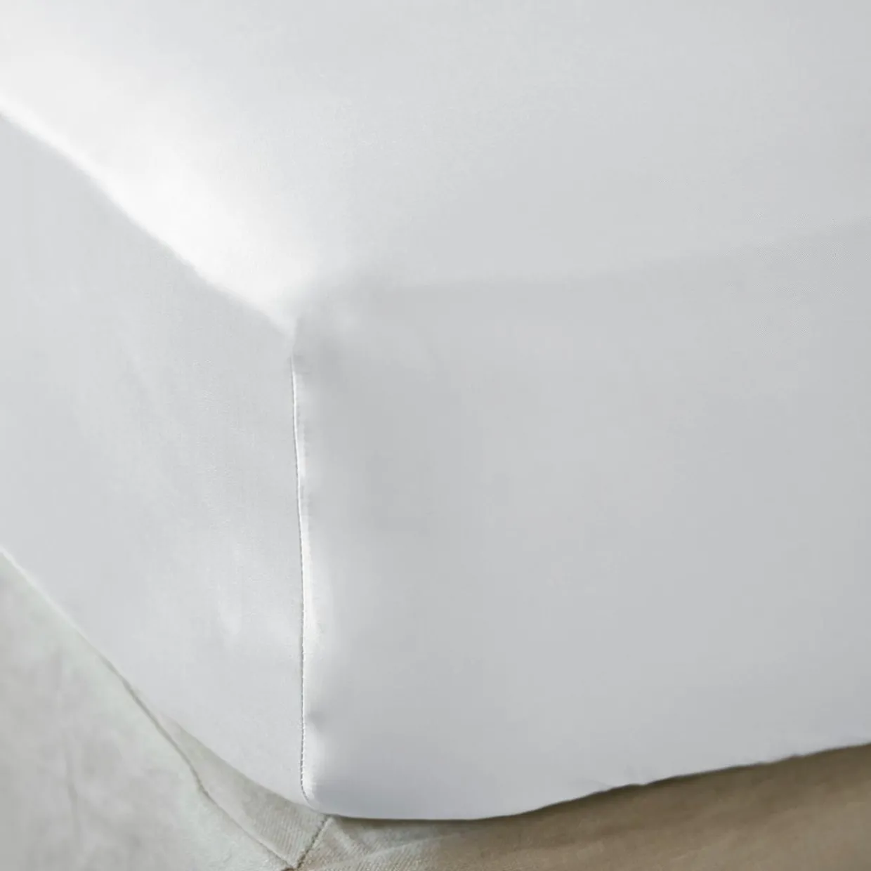 Drap housse satin de bambou (140 x 200 cm) Sienna Blanc chantilly