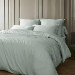 Drap housse satin de bambou (200 x 200 cm) Sienna Vert eucalyptus