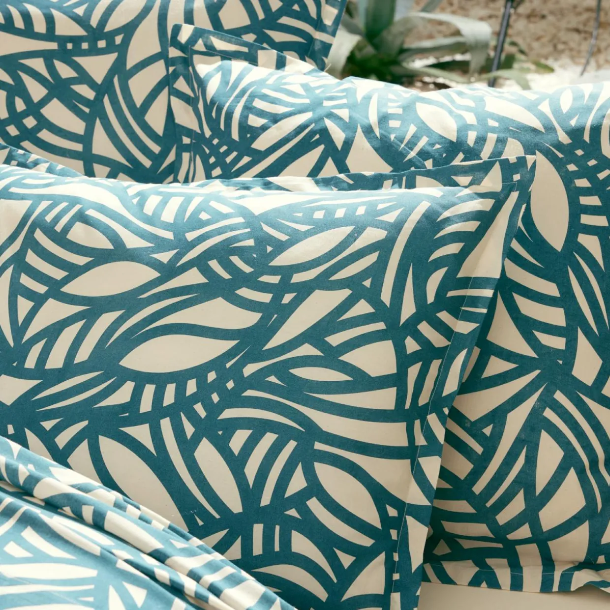 Drap plat coton lavé (240 x 310 cm) Serena Bleu