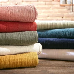 Drap plat gaze de coton (240 x 300 cm) Gaïa Abricot