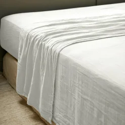 Drap plat gaze de coton (270 x 300 cm) Gaïa Gris nuage